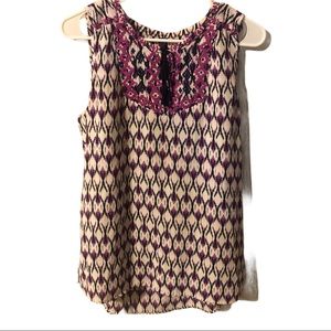 Geometric Women Embroidered Sleeveless Tan…